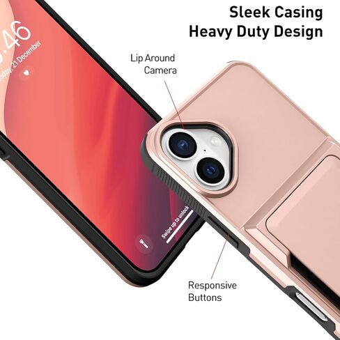 حافظة محفظة قلابة لهاتف iPhone 15 Pro Max مع 3 فتحات لحامل بطاقات الائتمان، غطاء مضاد للصدمات، حافظة هاتف درع حماية شديدة التحمل، أسود in Saudi Arabia