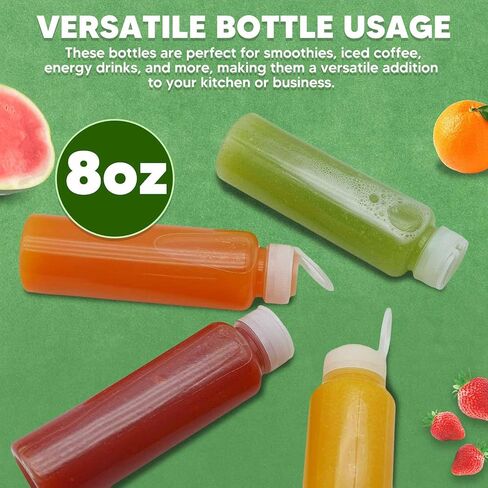 40 قطعة من الزجاجات البلاستيكية سعة 8 أونصة مع أغطية من هولتاب، 40 قطعة من زجاجات العصير السائبة المقاومة للحرارة العالية من البولي بروبيلين مع أغطية بيضاء واضحة للعصائر ومشروبات البروتين وحاويات المشروبات الأخرى in Kuwait
