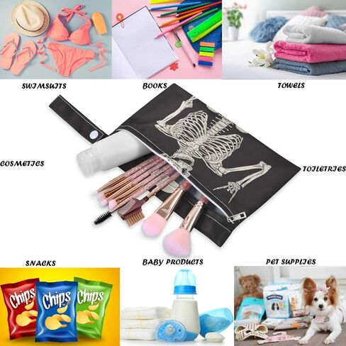 visesunny Classic Anchor Dark Blue 2Pcs Wet Bag with Zippered Pockets Washable Reusable Roomy for Travel,Beach,Pool,Daycare,Stroller,Diapers,Dirty Gym Clothes, Wet Swimsuits, Toiletries in Kuwait