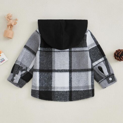 MERSARIPHY Toddler Boy Girl Jacket Button Down Plaid Flannel Baby Hoodies Fall Winter Festival Outfits for Kids in Kuwait