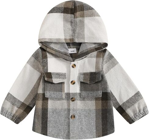 MERSARIPHY Toddler Boy Girl Jacket Button Down Plaid Flannel Baby Hoodies Fall Winter Festival Outfits for Kids in Kuwait