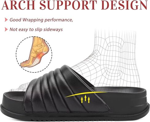 KuaiLu Womens Sandals with Arch Support Comfortable Orthopedic Slippers | Lightweight Cushion Recovery Slides，Summer Fashion Leather Casual Womans Plantar Fasciitis Sandals for Indoor&Outdoor US6-12 in Kuwait
