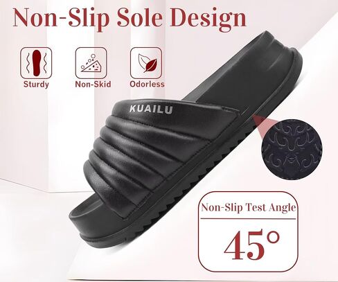 KuaiLu Womens Sandals with Arch Support Comfortable Orthopedic Slippers | Lightweight Cushion Recovery Slides，Summer Fashion Leather Casual Womans Plantar Fasciitis Sandals for Indoor&Outdoor US6-12 in Kuwait
