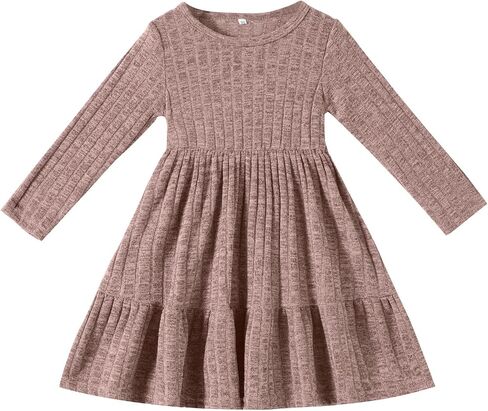 Toddler Baby Girl Long Sleeve Dress Girls Knit Sweater Dresses Tiered Kids Swing Holiday Dresses Fall Winter in Saudi Arabia