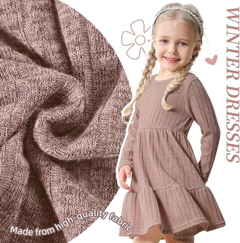 Toddler Baby Girl Long Sleeve Dress Girls Knit Sweater Dresses Tiered Kids Swing Holiday Dresses Fall Winter in Saudi Arabia