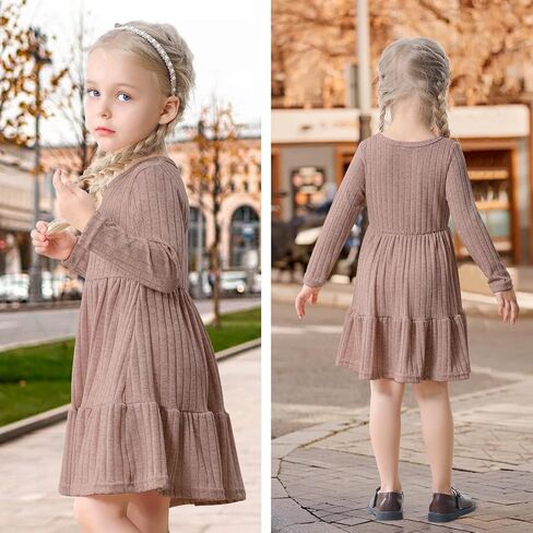 Toddler Baby Girl Long Sleeve Dress Girls Knit Sweater Dresses Tiered Kids Swing Holiday Dresses Fall Winter in Saudi Arabia