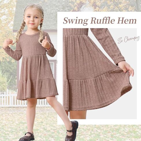 Toddler Baby Girl Long Sleeve Dress Girls Knit Sweater Dresses Tiered Kids Swing Holiday Dresses Fall Winter in Saudi Arabia