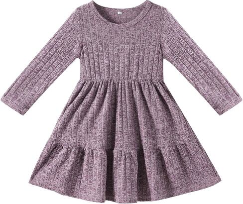 Toddler Baby Girl Long Sleeve Dress Girls Knit Sweater Dresses Tiered Kids Swing Holiday Dresses Fall Winter in Saudi Arabia