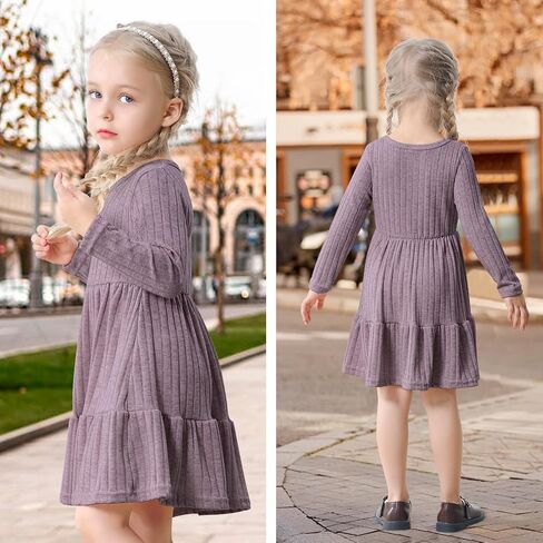 Toddler Baby Girl Long Sleeve Dress Girls Knit Sweater Dresses Tiered Kids Swing Holiday Dresses Fall Winter in Saudi Arabia