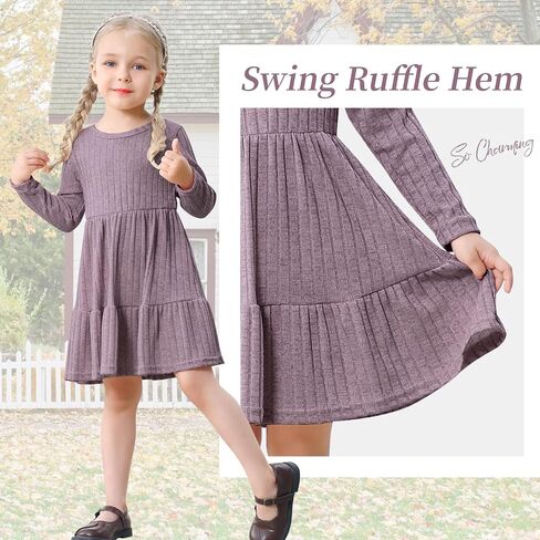 Toddler Baby Girl Long Sleeve Dress Girls Knit Sweater Dresses Tiered Kids Swing Holiday Dresses Fall Winter in Saudi Arabia