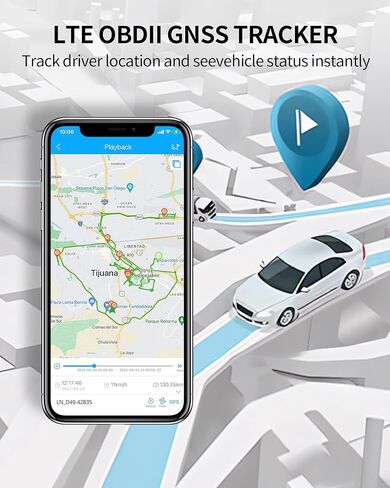 Mini OBD GPS Tracker, 4G LTE in-Car GPS Tracker, Unlimited Distance, Real-Time Speed and Mileage Locator, Geo-Fencing, Accident Alerts, Fatigue Driving Tracker for Home or Business in Kuwait