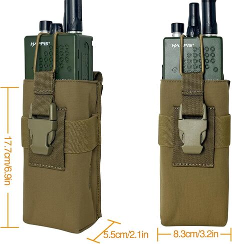 Radio Holster Walkie Talkie Pouch - 500D Nylon Molle System 3mm Bungee Storage Bag for Utility Tactical Belt Accessory Fits Standard Handset in Saudi Arabia
