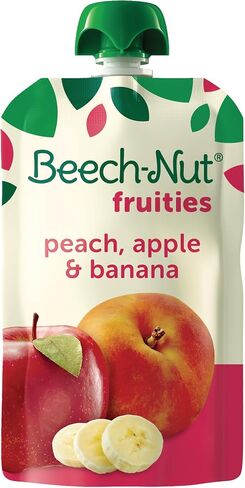 Beech-Nut Baby Food Pouches, Banana Apple Strawberry Fruit Puree Baby & Toddler Food, 3.5 oz (12 Pack) in Saudi Arabia