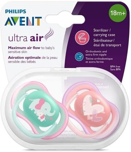 Ultra Air Pacifier, 18+ Months, 2 Pieces SCF349/16RP, (Purple/Pink) in Saudi Arabia