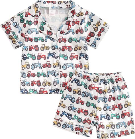 MAINESAKA Kids Baby Girl Boy Satin Pajamas Set Short sleeve Button Down Shirt And Shorts Pjs Summer Sleepwear Nightwear in Saudi Arabia