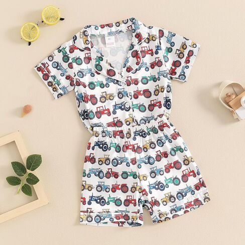 MAINESAKA Kids Baby Girl Boy Satin Pajamas Set Short sleeve Button Down Shirt And Shorts Pjs Summer Sleepwear Nightwear in Saudi Arabia