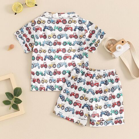 MAINESAKA Kids Baby Girl Boy Satin Pajamas Set Short sleeve Button Down Shirt And Shorts Pjs Summer Sleepwear Nightwear in Saudi Arabia