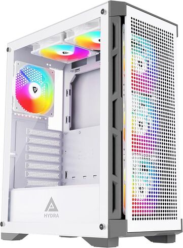 Apevia Hydra-BK Hydra Mid Tower Gaming PC Case w/ 6X 120mm ARGB Fans, 366 RGB Light Modes, High Performance Breathable Airflow Mesh Front Panel, Tempered Glass Side Panel, 1X USB3.0, 2X USB2.0, Black in Kuwait