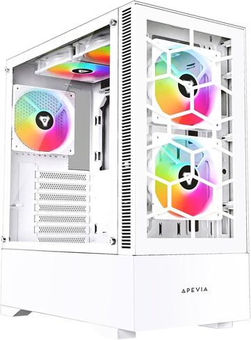 Apevia Hydra-BK Hydra Mid Tower Gaming PC Case w/ 6X 120mm ARGB Fans, 366 RGB Light Modes, High Performance Breathable Airflow Mesh Front Panel, Tempered Glass Side Panel, 1X USB3.0, 2X USB2.0, Black in Kuwait