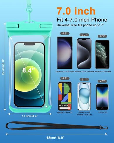 7'' Waterproof Phone Pouch for Cruise Ship Essentials 2024, IPX8 Dry Bag for Vacation Beach Essentials Kayak Accessories Case for iPhone 15 14 13 12 11 Plus Pro Max Samsung Pixel Black - 3D Curved in Saudi Arabia