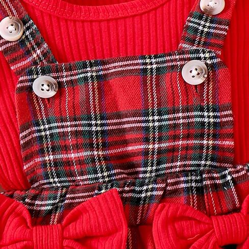 Baby Girl Clothes Fall Winter Outfit Long Sleeve Ruffle Romper Plaid Skirt Bow Headband 3 Pcs Set 0-18 Months in Kuwait