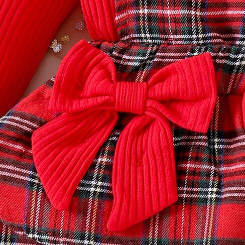 Baby Girl Clothes Fall Winter Outfit Long Sleeve Ruffle Romper Plaid Skirt Bow Headband 3 Pcs Set 0-18 Months in Kuwait