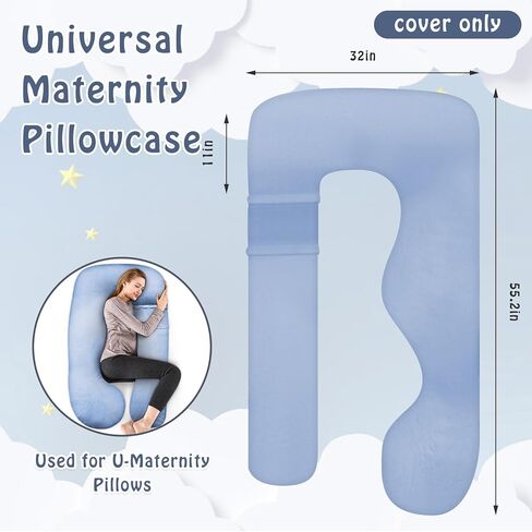 Pregnancy Pillow Cover J-shaped Replacement Pillowcase(Cover Only), Soft Full Body Pillow Case for Maternity Pillows, Provides Sleep and Pregnancy Support, 100% Velvet with Zipper, Universal Fit, Grey in Kuwait