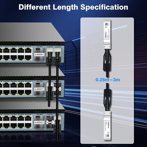 SFP+ Cable, 10G SFP+ DAC, 0.25M(0.82ft), Passive Direct Attach Copper Twinax Cable for Cisco SFP-H10GB-CU0.25M, Ubiquiti UniFi, TP-Link, Netgear, D-Link, Zyxel, Mikrotik and More in Kuwait