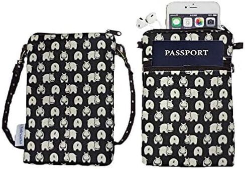 Tainada Women Crossbody Shoulder Travel Zippered Wallet Purse Clutch Phone Bag w/Detachable Strap (Hippo Pattern Black) in Saudi Arabia