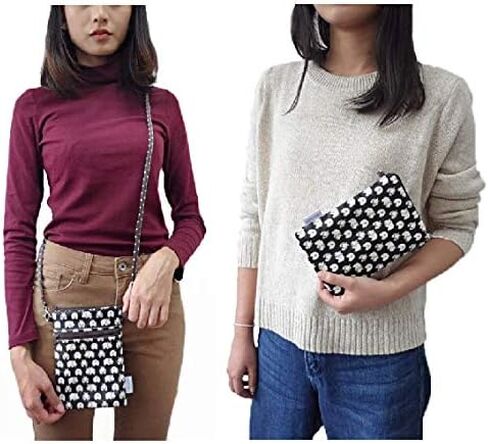 Tainada Women Crossbody Shoulder Travel Zippered Wallet Purse Clutch Phone Bag w/Detachable Strap (Hippo Pattern Black) in Saudi Arabia