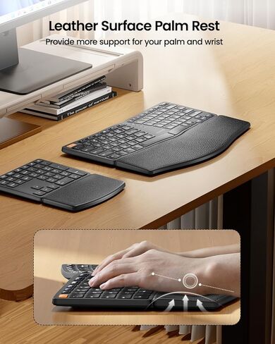 لوحة مفاتيح لاسلكية مريحة من ProtoArc، ​​EK04 2.4 جيجا هرتز Ergo، تصميم منفصل، مسند للمعصم، لوحة مفاتيح رقمية منفصلة، ​​قابلة لإعادة الشحن، لسطح المكتب والكمبيوتر المحمول والكمبيوتر الشخصي ونظام التشغيل Windows in Kuwait