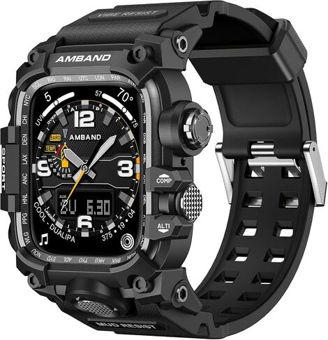 amBand Bands Case Screen Protector Compatible with Apple Watch Ultra 3/2/1 49mm for Men, M3 Rugged Protective Case with Band and 9H Tempered Glass for iWatch Ultra 49mm Men Black in Kuwait