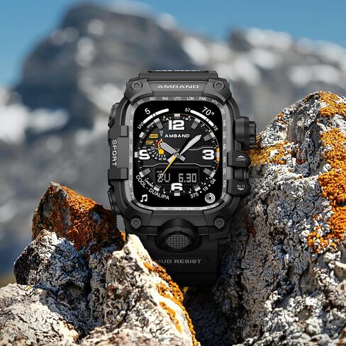 amBand Bands Case Screen Protector Compatible with Apple Watch Ultra 3/2/1 49mm for Men, M3 Rugged Protective Case with Band and 9H Tempered Glass for iWatch Ultra 49mm Men Black in Kuwait