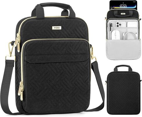 MoKo 13 Inch 360 Protection Puffy Tablet Sleeve Shoulder Bag with Handle | Fits iPad Air 13-inch M4, iPad Pro 13-inch M5, iPad Pro 12.9-inch M2/M1 and Galaxy Tab S8/S9 Plus 12.4-inch, Black in Kuwait