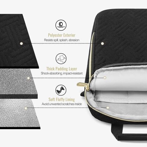 MoKo 13 Inch 360 Protection Puffy Tablet Sleeve Shoulder Bag with Handle | Fits iPad Air 13-inch M4, iPad Pro 13-inch M5, iPad Pro 12.9-inch M2/M1 and Galaxy Tab S8/S9 Plus 12.4-inch, Black in Kuwait