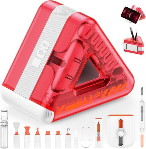 Reesibi 20-in-1 Keyboard Cleaning Kit Laptop Cleaner - Keyboard Brush Electronic Screen Cleaner - MultiFunction Electronic Cleaner Set for Tablet PC Camera Keyboard Earbud - Phone Tablet Stand - Black in Saudi Arabia