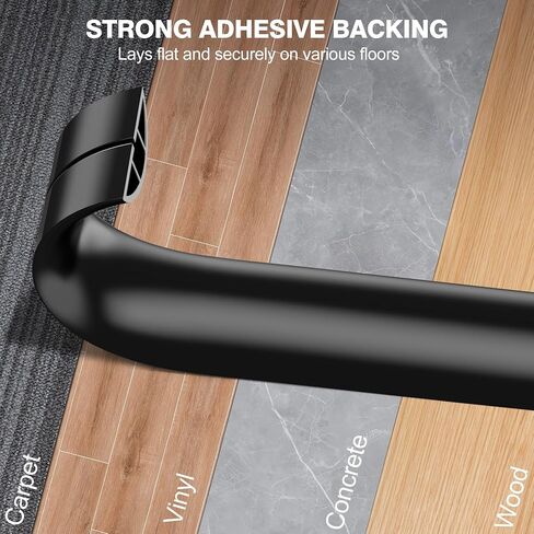 CrocSee 4ft Self-Adhesive Floor Cord Cover for Wires, Low Profile Cord Hider Cable Management, Trimmable PVC Cord Protector - Cord Cavity = 0.47" (W) x 0.29" (H) - Brown in Kuwait