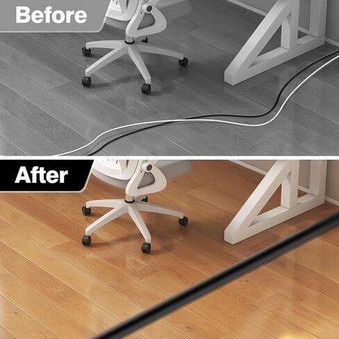 CrocSee 4ft Self-Adhesive Floor Cord Cover for Wires, Low Profile Cord Hider Cable Management, Trimmable PVC Cord Protector - Cord Cavity = 0.47" (W) x 0.29" (H) - Brown in Kuwait