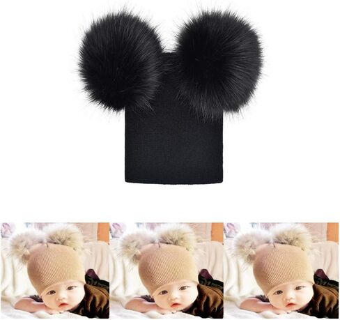 Zeroest Baby Hats 6-12 Months Boy Girl Winter Hat with Pom Kids Flexible Cotton Pompom Beanie 12-18 Months in Saudi Arabia