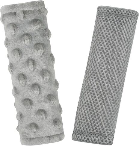 Baby Car Seat Strap Pads, Car Seat Strap Shoulder Covers for Baby Infant Toddler, Double-Sided Car Seat Belt Covers for Stroller/Pushchair/Baby Swing, Soft Flannel & Mesh, Black in Saudi Arabia