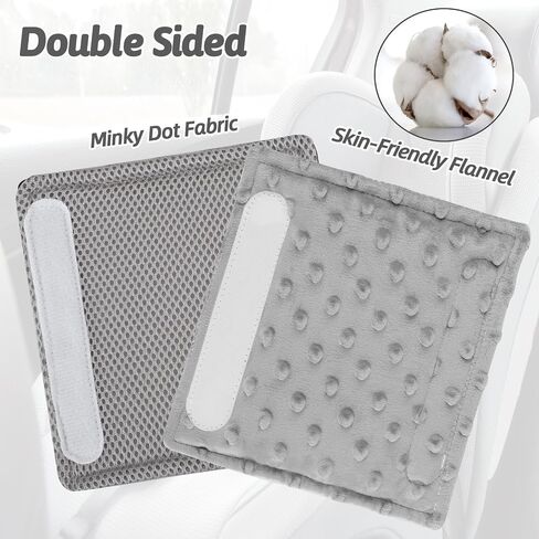 Baby Car Seat Strap Pads, Car Seat Strap Shoulder Covers for Baby Infant Toddler, Double-Sided Car Seat Belt Covers for Stroller/Pushchair/Baby Swing, Soft Flannel & Mesh, Black in Saudi Arabia