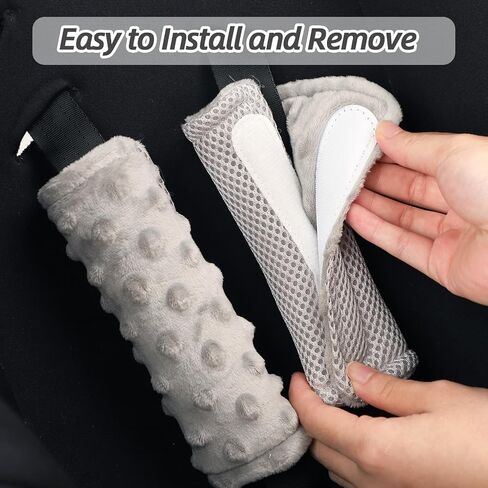 Baby Car Seat Strap Pads, Car Seat Strap Shoulder Covers for Baby Infant Toddler, Double-Sided Car Seat Belt Covers for Stroller/Pushchair/Baby Swing, Soft Flannel & Mesh, Black in Saudi Arabia