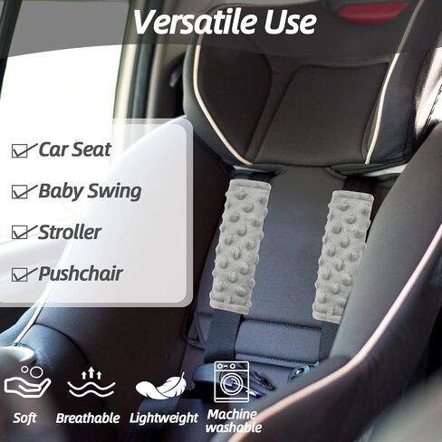 Baby Car Seat Strap Pads, Car Seat Strap Shoulder Covers for Baby Infant Toddler, Double-Sided Car Seat Belt Covers for Stroller/Pushchair/Baby Swing, Soft Flannel & Mesh, Black in Saudi Arabia