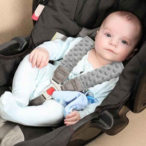 Baby Car Seat Strap Pads, Car Seat Strap Shoulder Covers for Baby Infant Toddler, Double-Sided Car Seat Belt Covers for Stroller/Pushchair/Baby Swing, Soft Flannel & Mesh, Black in Saudi Arabia