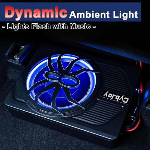 مضخم صوت للسيارة مقاس 10 بوصات نحيف أسفل المقعد بقدرة 800 وات، مضخم صوت مدمج، مكبرات صوت للسيارة/الشاحنة، ترقية مع إضاءة محيطة LED زرقاء in Kuwait