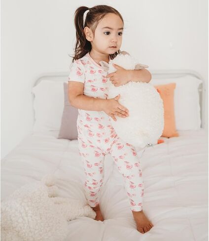 KicKee Print Short Sleeve Pajama Set, Baby to Kid, Super Soft Bamboo Viscose Fitted Pajamas in Saudi Arabia