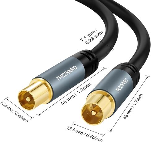 TV Aerial RG6 Coaxial Cable 6.6FT, Gold Plated Male to Male Coax Cable for HDTV, CATV, DVB-T2/C/S, Cable Modem, Radio, Satellite Receivers in Saudi Arabia