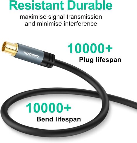 TV Aerial RG6 Coaxial Cable 6.6FT, Gold Plated Male to Male Coax Cable for HDTV, CATV, DVB-T2/C/S, Cable Modem, Radio, Satellite Receivers in Saudi Arabia
