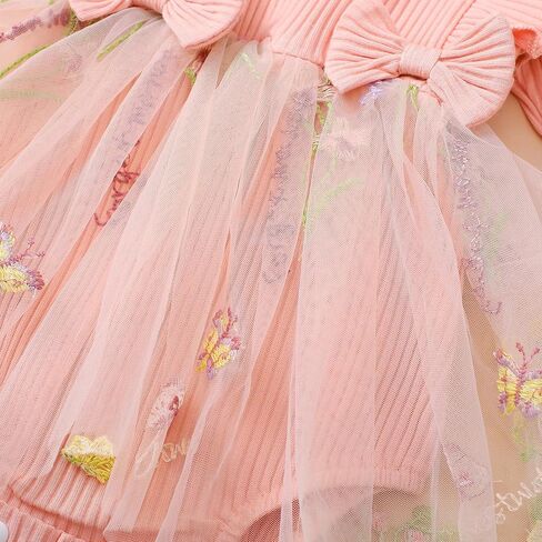 ZAXARRA Infant Baby Girl Romper Dress Baby Dress Romper Flowers Lace Fall Winter Festival Clothes with Headband in Kuwait