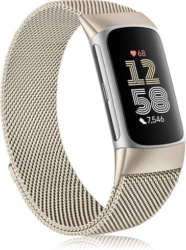 Metal Band for Fitbit Charge 6 Bands for Women Men, Stainless Steel Magnetic Wristband Mesh Bracelet Replacement Strap for Fitbit Charge 6 in Saudi Arabia